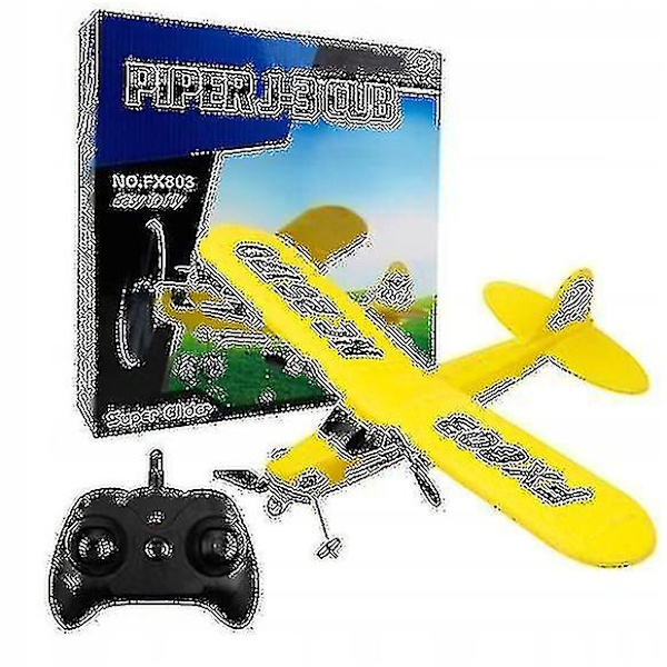 Piper J-3 Cub Fx-803 Fjärrkontroll Glider Elskum Småplan Fast Wing Flygmodell Barnleksak Gul (ZYH)