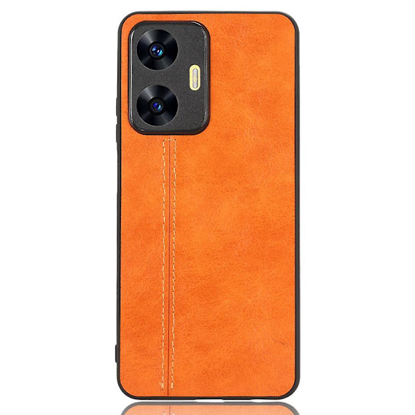 Mobilfodral i kohudstruktur till Realme C55, PU-läderklädd TPU+PC-baksida (ZYH) Orange, Orange Realme C55