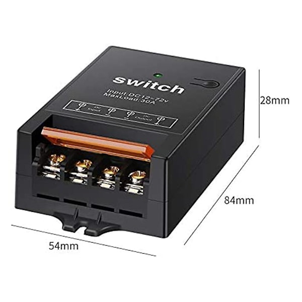 Fjärrkontrollomkopplare, DC 12v/24v/48v/72v 40a relä, trådlös Rf-omkopplare med 984ft fjärrkontroll (ZYH) White  Black