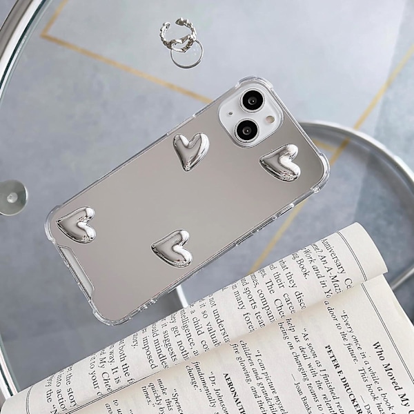 Iphone 13 Spegel Fodral Flexibel Söt Hjärta Mjuk Silikon Genomskinlig Makeup Spegel Kvinnor Flickor Stötsäker Skyddsfodral För Iphone 11 Pro Max  (ZYH)