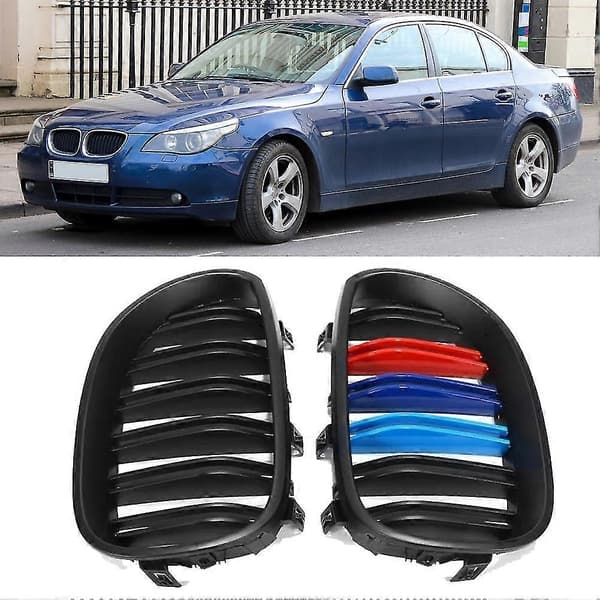 Bil Gloss Sort Front Hood Nyre Dobbelt Linje Mesh Sports Grill Til E60 E61 5 Serie 04-09 M Style