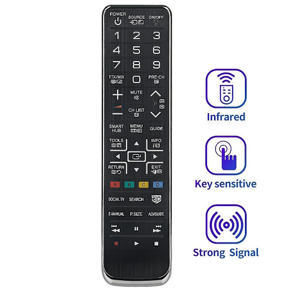 AA59-00543A Byt ut fjärrkontroll för LED LCD Plasma 3D TV UE40D8000YU PS51D8000FU UE55D7000LU UE55D8000YU (ZYH) black