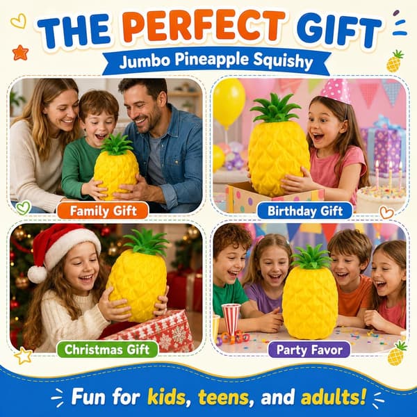 9,5 tum jättestor ananas-squishy, jumbo squishy långsamt stigande stressboll