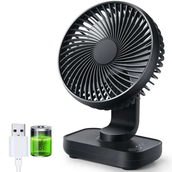 Bærbar ventilator - til kontor, skole - mini USB-ventilator - 4 hastighedsindstillinger - 4000 mAh - lav støj