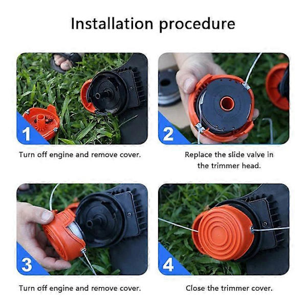 Kompatibel med Black & Decker gresstrimmertrådspole erstatning A6441 spole (sett med 6)