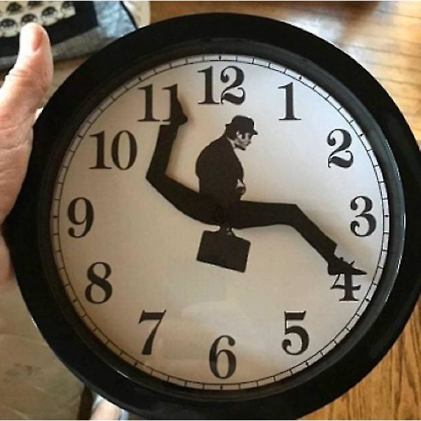 Inspirerad Silly Walk Väggklocka Creative Silent Mute Clock Väggkonst för hemmet (svart vit) 1 st (ZYH)