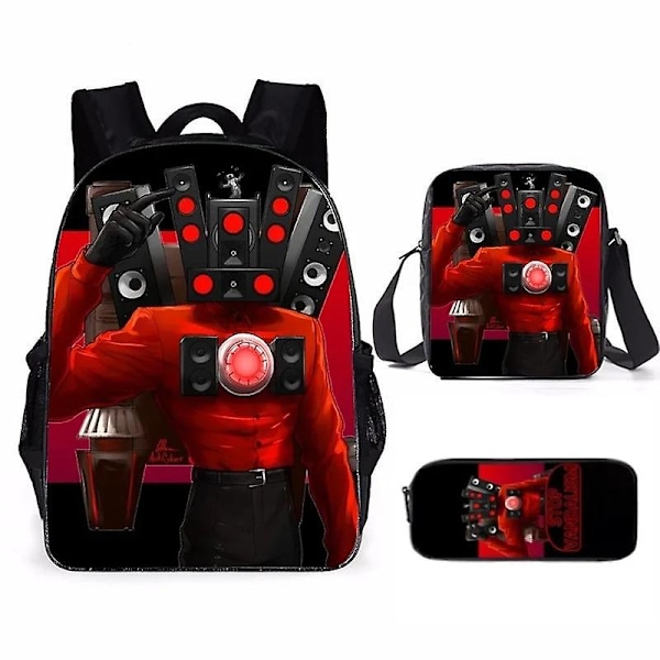 3-pack Skibidi toalett barnryggsäck pojke skolväska för tonåring ryggsäck anime pojkar flickor anime tecknad film skolväska Mochila  (ZYH)