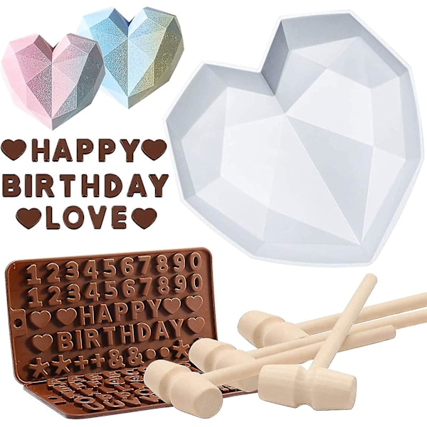Hjärtformar för choklad 22 cm Stor Silikonkakform (ZYH) big heart and 2 Letter Mold