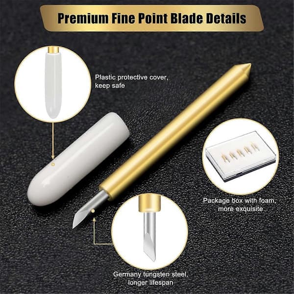 11 stk. Premium Fine Point-klinge med hus, til Cricut Maker, Maker 3 med hus til skæring af film