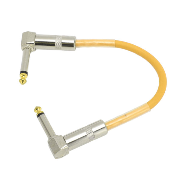 6 st gitarr patchkabel 6 tum 6,35 mm rätvinklig ljudkabel för effektpedal mixer förstärkare elgitarrer basar gul (ZYH)