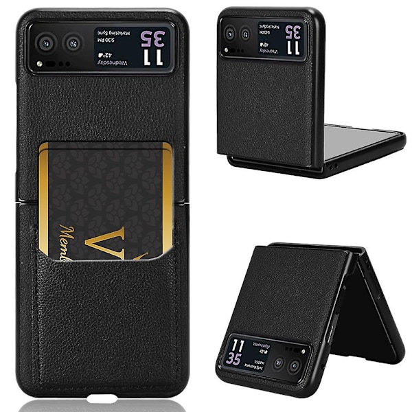 För Motorola Razr 40 5G PU Läder+PC Kortplats Omslag Litchi Textur Stötsäker Telefonfodral-Röd  (ZYH) Black Motorola Razr 40 5G