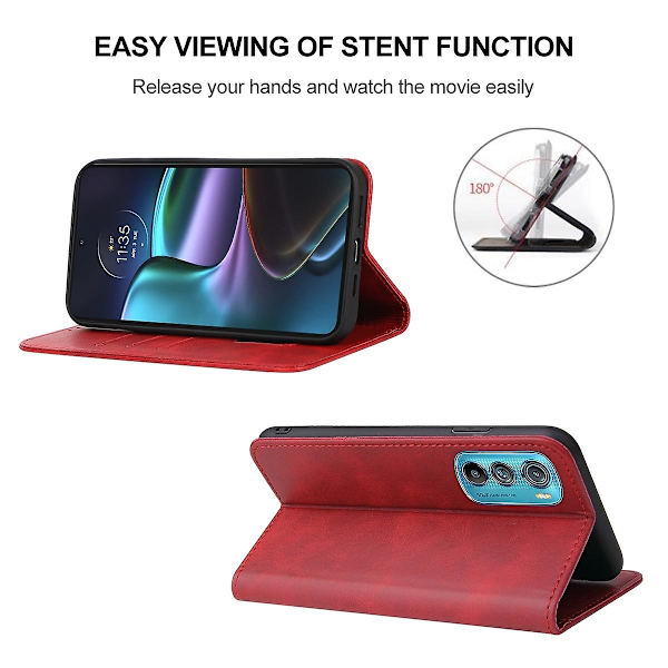 För Motorola Edge 30 Magnetiskt stängning Läder Telefonfodral  (ZYH) Red