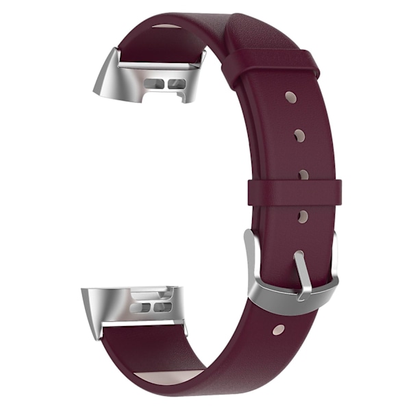 Äkta läderarmband för Fitbit Charge 4/3 med spänne i rostfritt stål (ZYH) Wine red Fitbit Charge 4