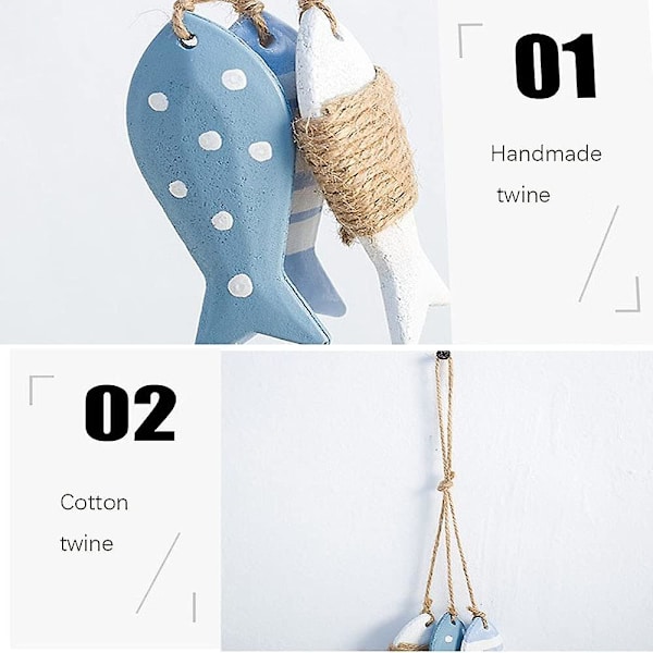 6pcs Wooden Fishes Wooden Wall Decor, With String  (DPD)
