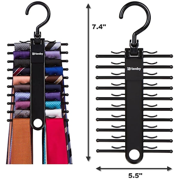 2-pack Black Tie Rack, Organizer, Hängare, Hållare - Prisvärd Ti. (ZYH)