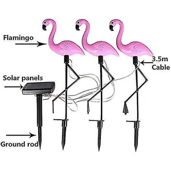 Utomhus solcellslampor, 3-pack Flamingo trädgårdslampor LED solcellslampor vattentäta gångväg gräsmatta landskapsstig dekorativa lampor