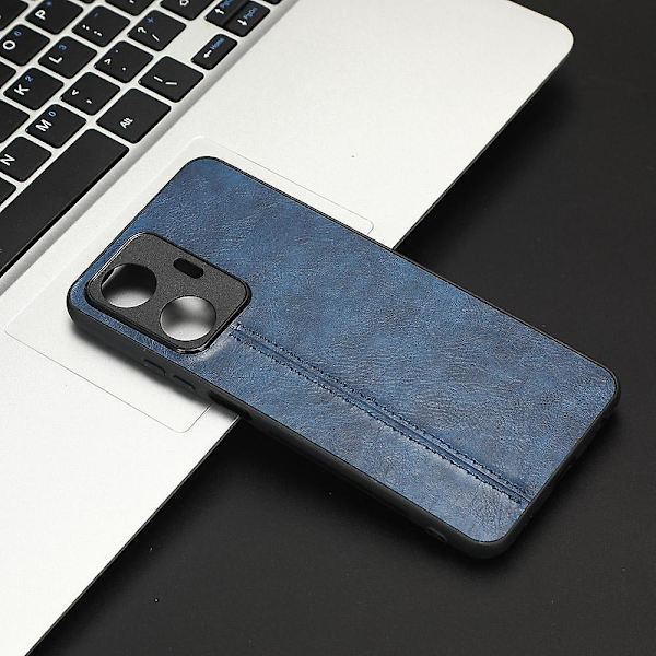 Klädsel i kohudstruktur för Realme C55, PU-läderbelagd TPU+PC-baksida (ZYH) Blue, Blue Realme C55