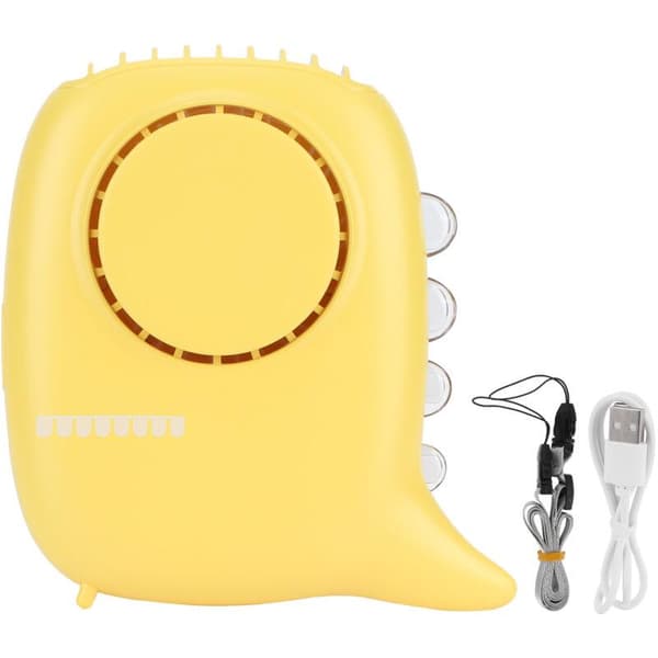 Bærbar USB Genopladelig Halsventilator med 3 Hastigheder - Gul - Mini Personlig Ventilator