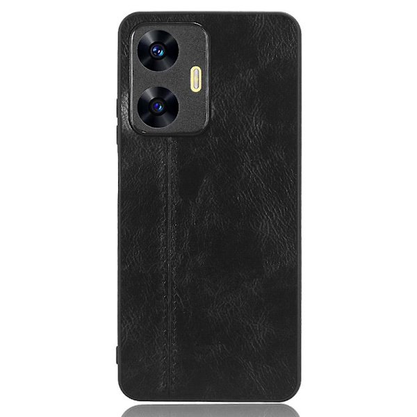 Klädsel i kohudstruktur till Realme C55, PU-läderbelagd TPU+PC-baksida (ZYH) Black, Black Realme C55