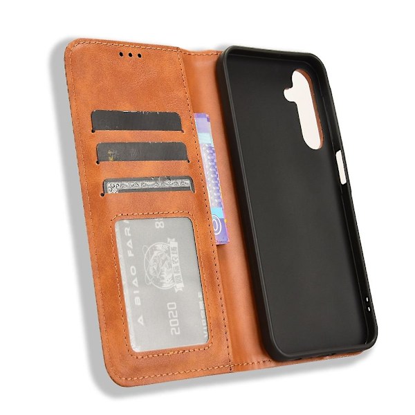 För Samsung Galaxy A25 5G Läderfodral Magnetiskt Automatisk Stängning Telefonfodral  (ZYH) Brown Samsung Galaxy A25 5G (Global)