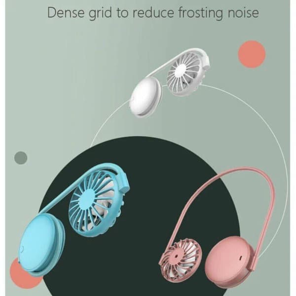 Justerbar mini halsventilator (pink) med 3 vindhastigheder, USB-opladning, perfekt til sommer.