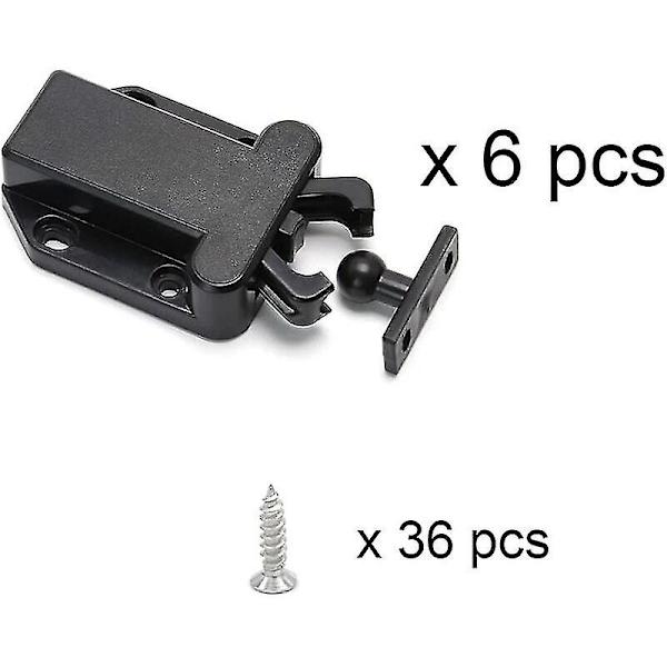 6 st tryck för att öppna touch release skåplås icke-magnetiska lådor skåp garderob möbeldörr touch latch, svart  (ZYH)