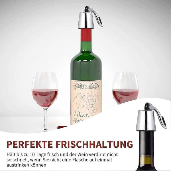 Champagnestopper i rustfrit stål - Vakuumforsegling til flasker (standardstørrelse)