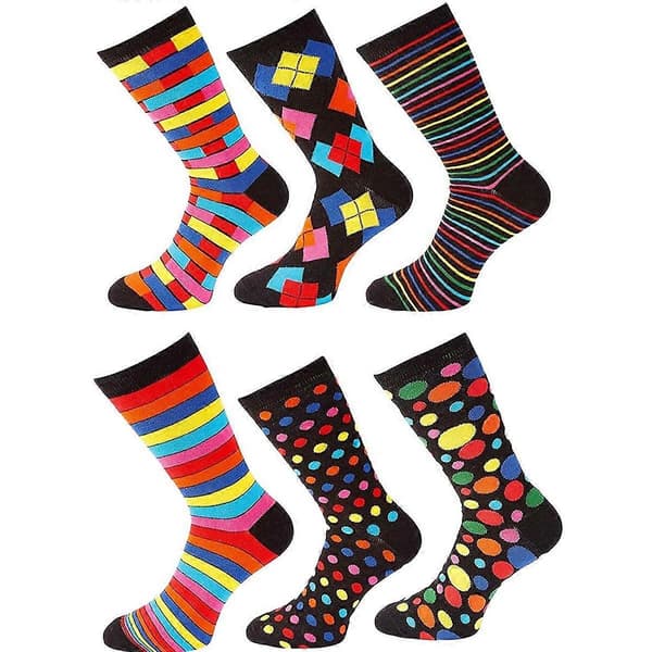 Soxy Herre Assorterede Designs Bomuldsstrømper (Pakke med 6)