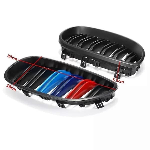 Bil Glans Svart Främre Motorhuv Njure Dubbel Linje Mesh Sport Grill För E60 E61 5-serie 04-09 M Stil