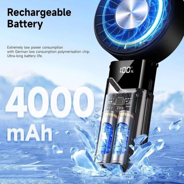 Mini bærbar ventilator. Lydløs USB genopladelig lommeventilator med 5 justerbare blæserhastigheder (sort).