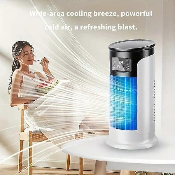 3-i-1 Mini Air Conditioner Fan, Table Fan with Humidifier and Ice Mist, USB, Quiet Cooling