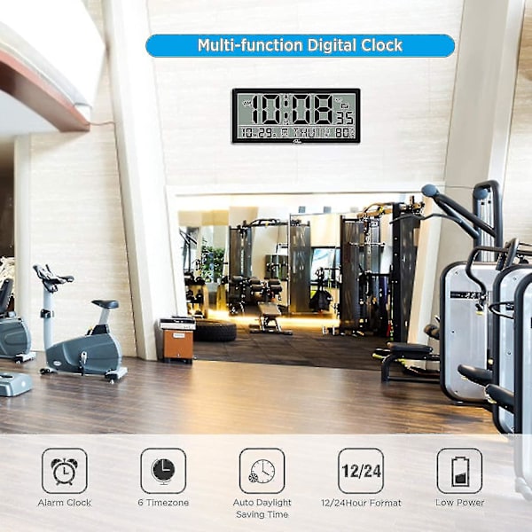 Stor digital väggklocka - 14 tums oversize batteridriven skrivbordsklocka med temperatur, datum och andra stor display (ZYH)