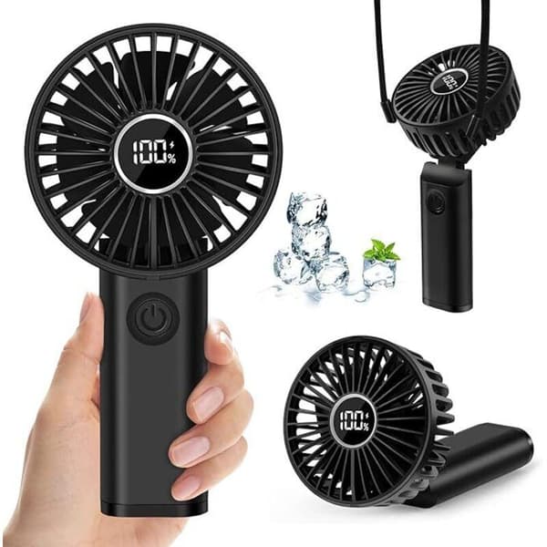 Mini bærbar ventilator. USB genopladelig lommeventilator, 3600 mAh. Kompakt håndholdt ventilator - hvid.