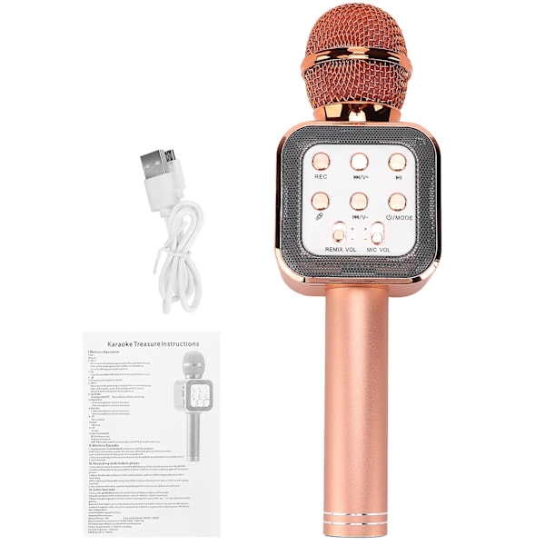 Trådlös Bluetooth Karaoke Mikrofon Högtalare - Bärbar Handhållen 5W - Roséguld  (ZYH)