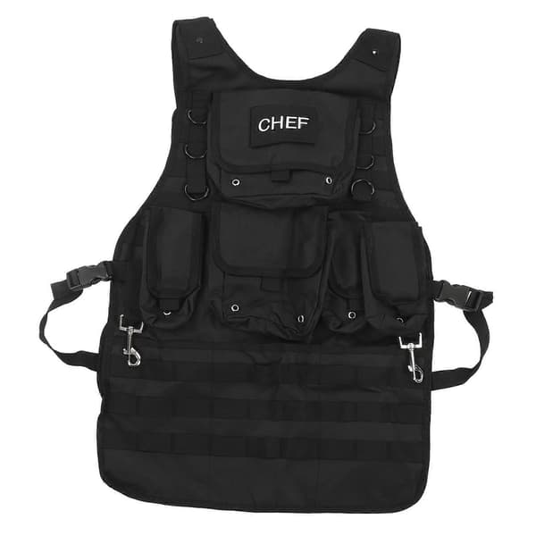 Molle Canvas Förkläde BBQ Grill Kock Förkläde Utomhus Camping Verktygsförkläde med Förvaringsfickor
