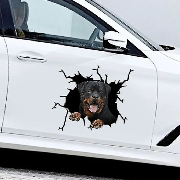 Jpct Tear Cute Rottweiler Dog Exposed Tongue Dekal för bilkaross, stötfångare Vattentätt cover Scratch Sticker Maximal storlek 15cm (DPD) aMaximum size 15cm