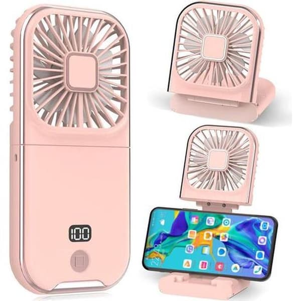 Mini bærbar ventilator, USB genopladelig lommeventilator, lille lydløs lommeventilator (pink)