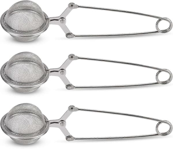 3-pakning Premium tefilter i rustfritt stål med håndtak