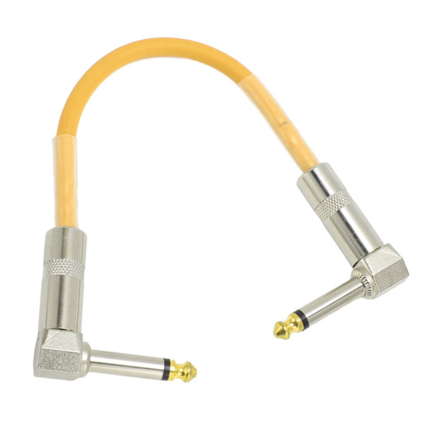 6 st gitarr patchkabel 6 tum 6,35 mm rätvinklig ljudkabel för effektpedal mixer förstärkare elgitarrer basar gul (ZYH)