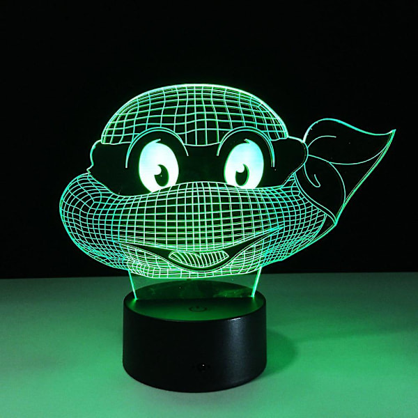 Veeki Teenage Mutant Ninja Turtles 7 färger byter nattljus lampor 3D touch nattljus barn nyårsgåva för barn (ZYH)