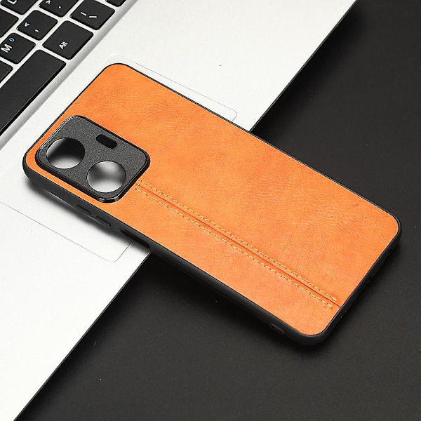 Mobilfodral i kohudstruktur till Realme C55, PU-läderklädd TPU+PC-baksida (ZYH) Orange, Orange Realme C55