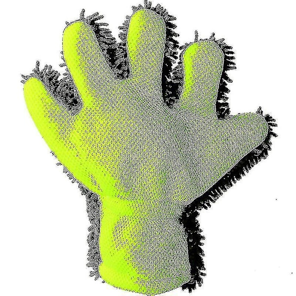 Biltvätthandskar Microfiber Chenilla Biltvättsvante Rengöring Poleringsvante med 5-fingrar (2st, grön) (ZYH)