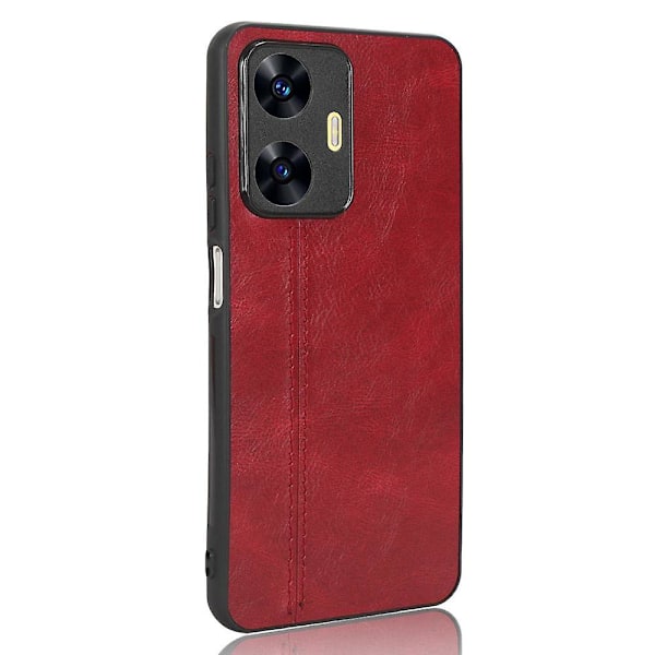 Klädsel i kohudstruktur till Realme C55, PU-läderbelagd TPU+PC-baksida (ZYH) Red, Red Realme C55