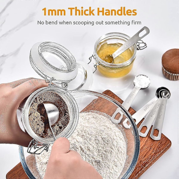 9 måleskeer: U-Taste 18/8 rustfrit stål måleskeer (1/16 tsk, 1/8 tsk, 1/4 tsk) S20241227611