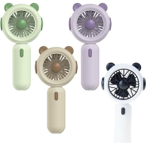 USB Genopladelig Bærbar Ventilator - Lille ventilator drevet af AA-batterier, 3 blæserhastigheder - Grøn
