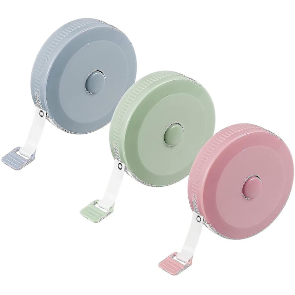 Th måttband Retractable Body måttband Skräddare måttband (3 stycken, rosa, blå, grön)  (ZYH)