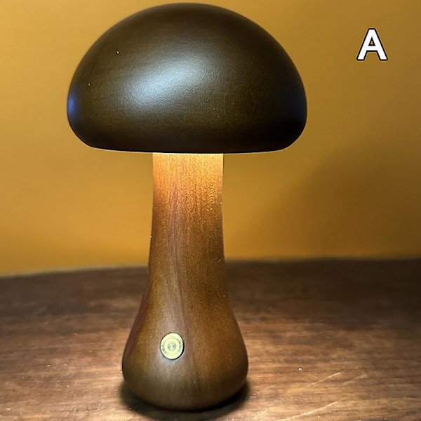 Svamplampa för sovrum, bärbar dimbar sänglampa med USB laddning (ZYH) Dark brown A