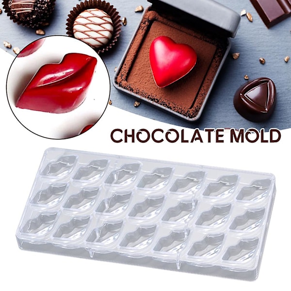 21 Läppformad Chokladform Låg Temperatur Resistent Matformning Form för Bakning  (ZYH) 27.5*13.5*2.5cm