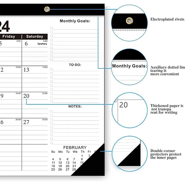 Kalender 2024-2025 17 X 12 Tum 18 Månaders Väggkalender Från Jan. 2024 - Juni 2025 Månadsplanerare 2  (ZYH) As Shown