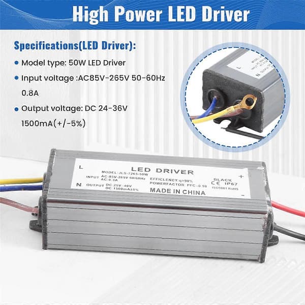 50W LED Driver Strømforsyningsadapter + 50W LED Chip Pære Energisparing